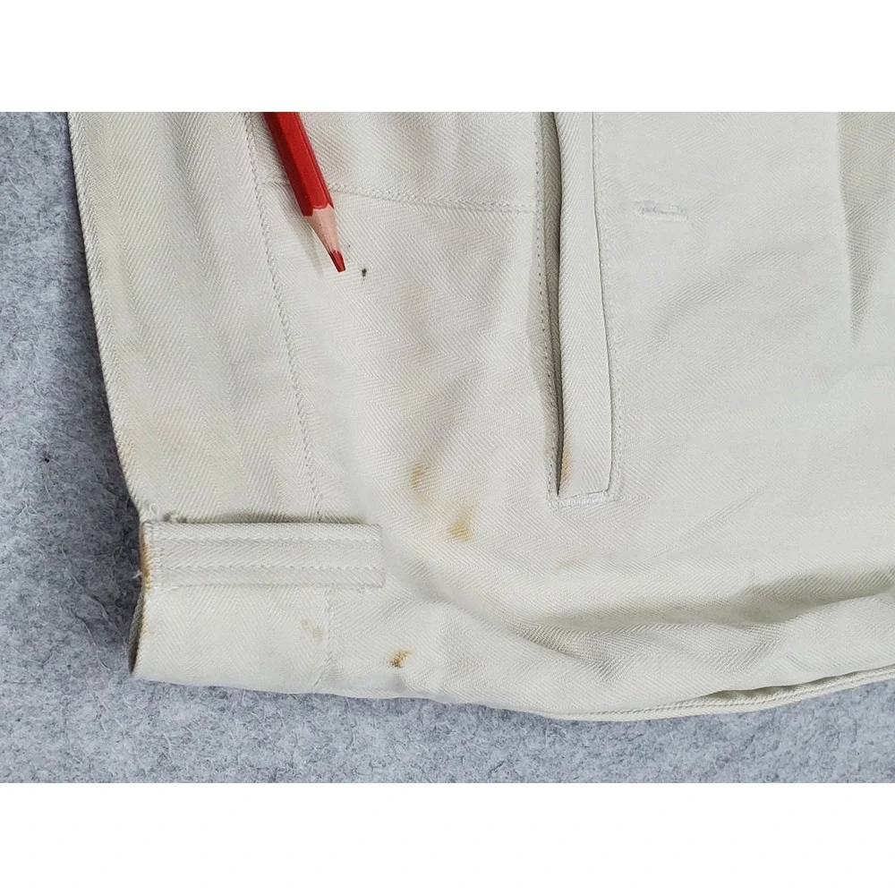 Tommy Bahama Men Pants 35 Cream Silk Spandex Dress Pants Twill Relax READ
